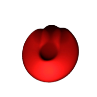 a red dot on a black background